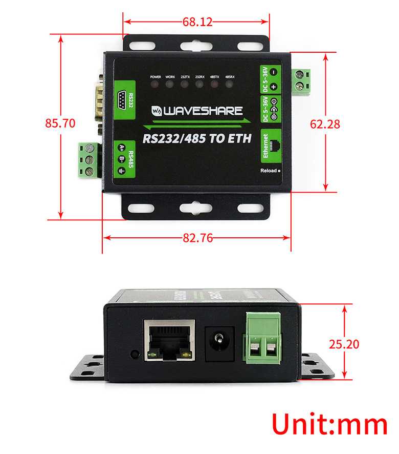16530 - RS232/RS485 a Ethernet - Waveshare