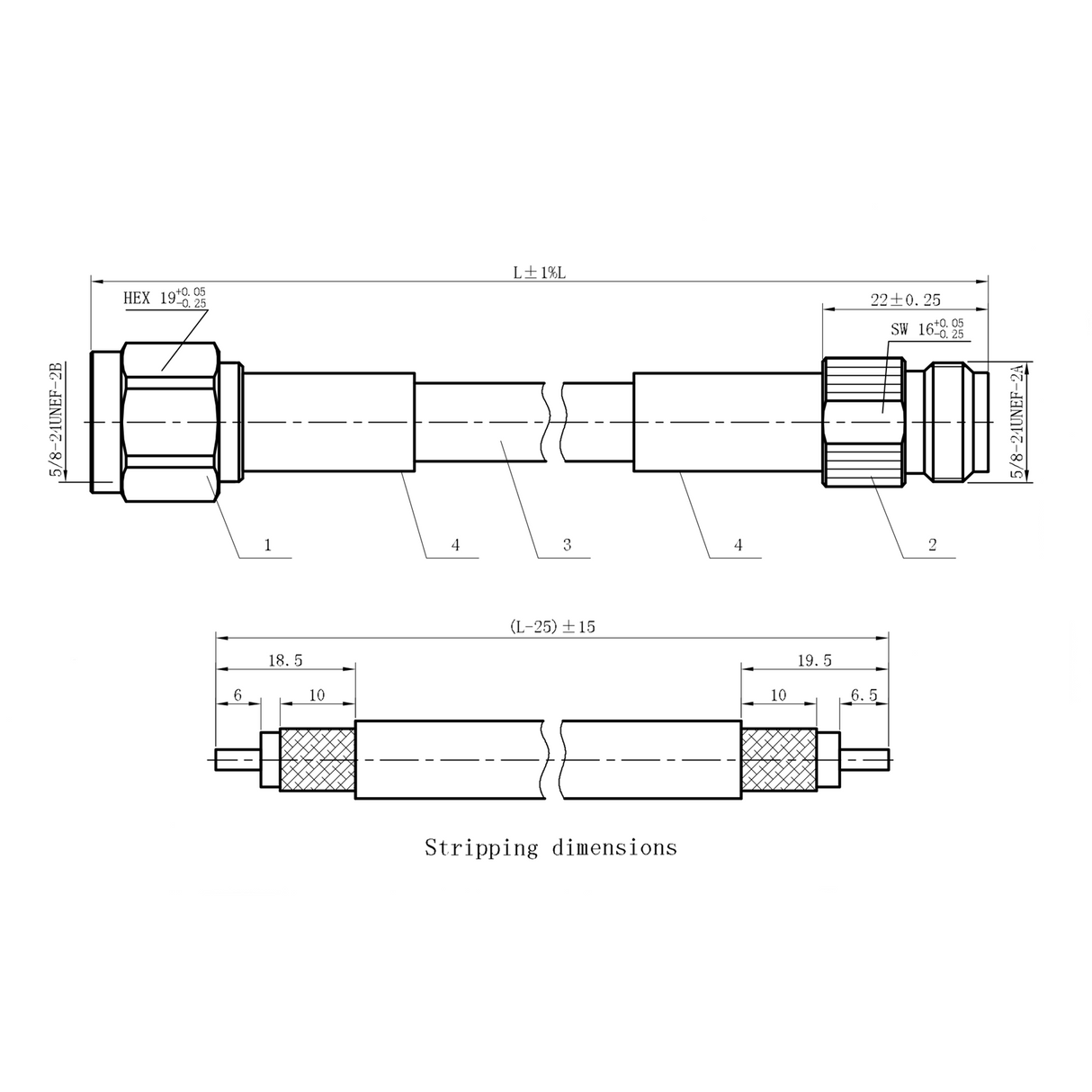 Dimensions câble pulsar 5m