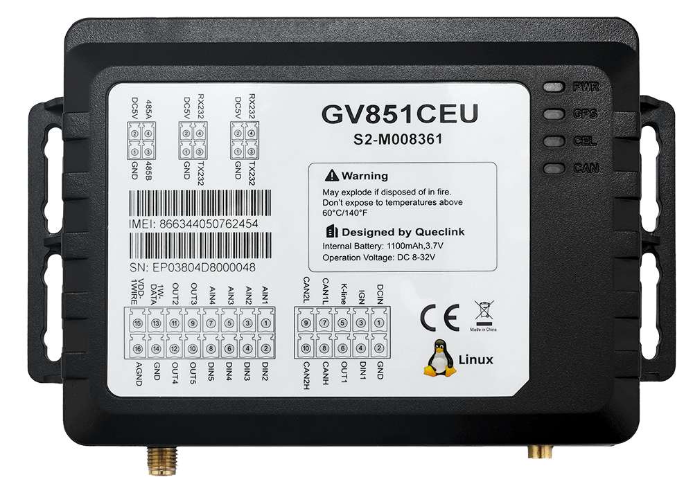 GV851CEU - Passerelle télématique 4G LTE Linux pour flottes et véhicules connectés - Queclink