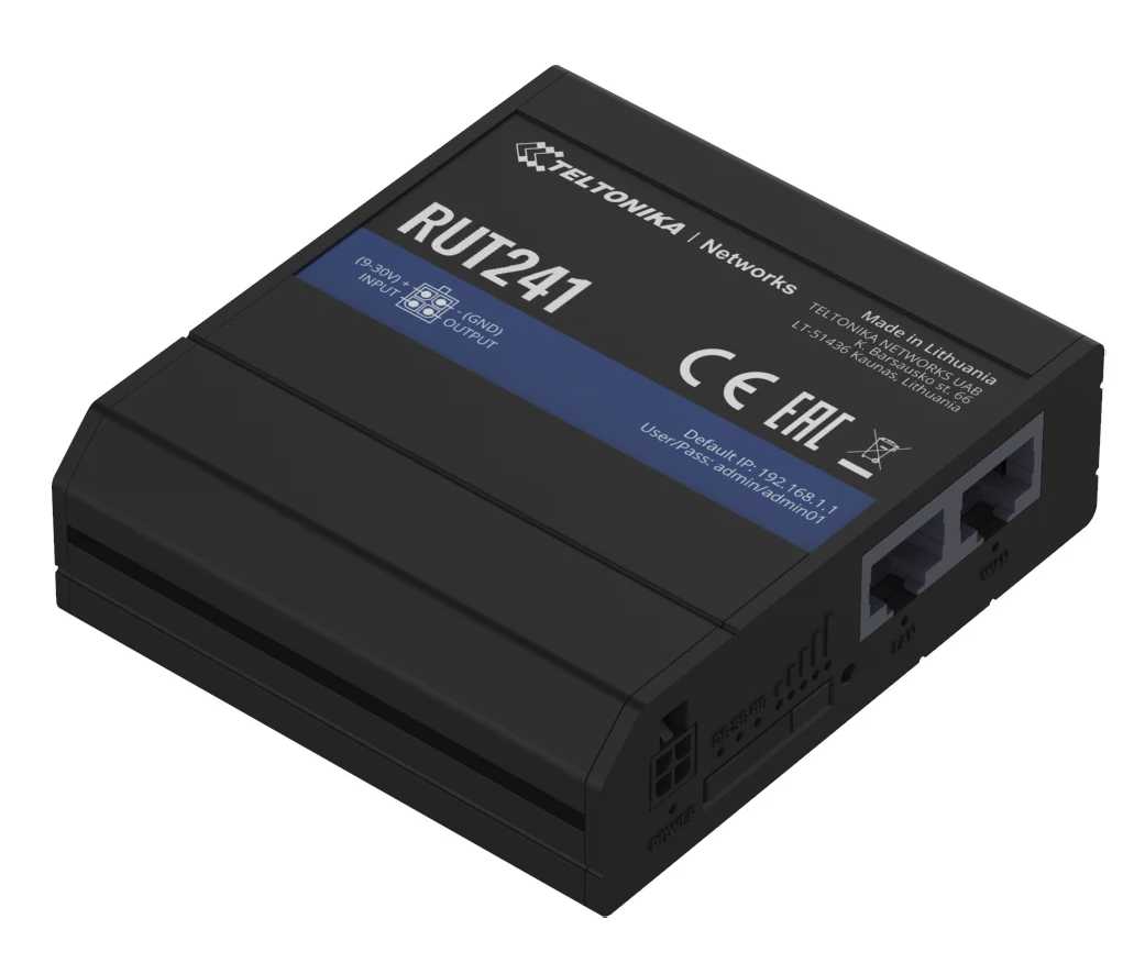 RUT241 – Routeur 4G LTE industriel compact avec Wi-Fi, eSIM et gestion à distance RMS - Teltonika