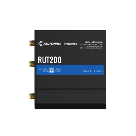 Routeur 4G industriel Teltonika RUT200 avec WiFi, Ethernet et double SIM pour connectivité IoT, M2M et industrielle fiable. Solution compacte et robuste pour réseau sécurisé en entreprise et applications distantes