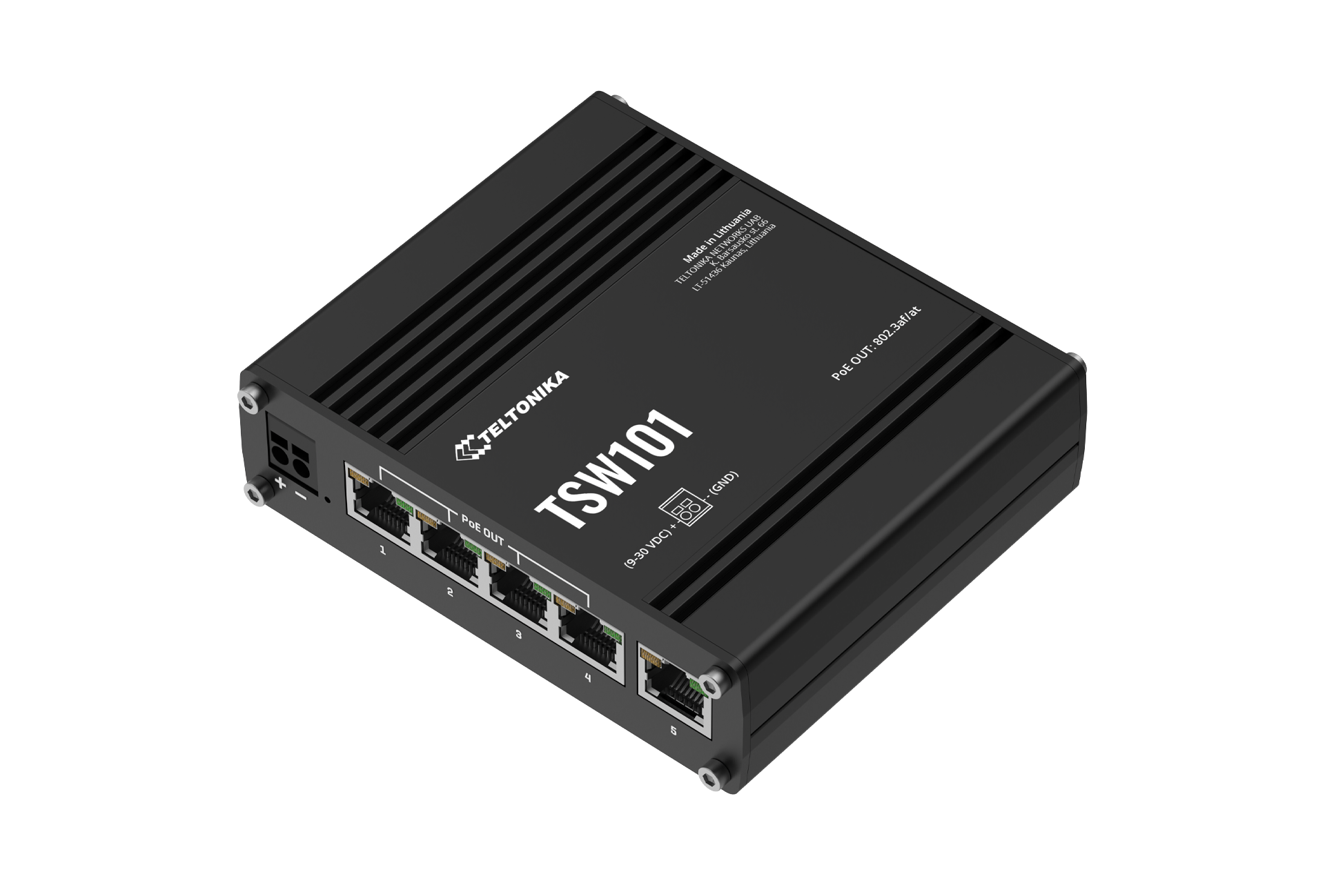 Switch industrial PoE+ integrado de 5 puertos - Teltonika TSW101
