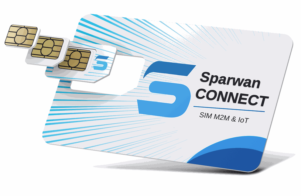 Carte SIM multi-format Sparwan CONNECT pour IoT et M2M – triple découpe détachable (nano, micro, standard), connectivité multi-opérateur, design carte SIM industrielle, communication machine to machine, puces SIM détachables, connectivité cellulaire fiable, carte SIM IoT professionnelle, Sparwan CONNECT, solution connectée B2B, carte data multi-réseaux, usage industriel IoT.