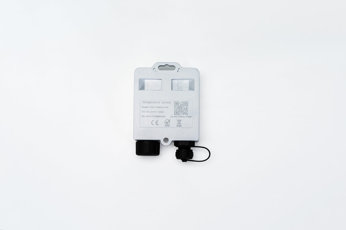 Face arrière du Milesight TS201-TH avec connecteur M12 et fixation du boîtier