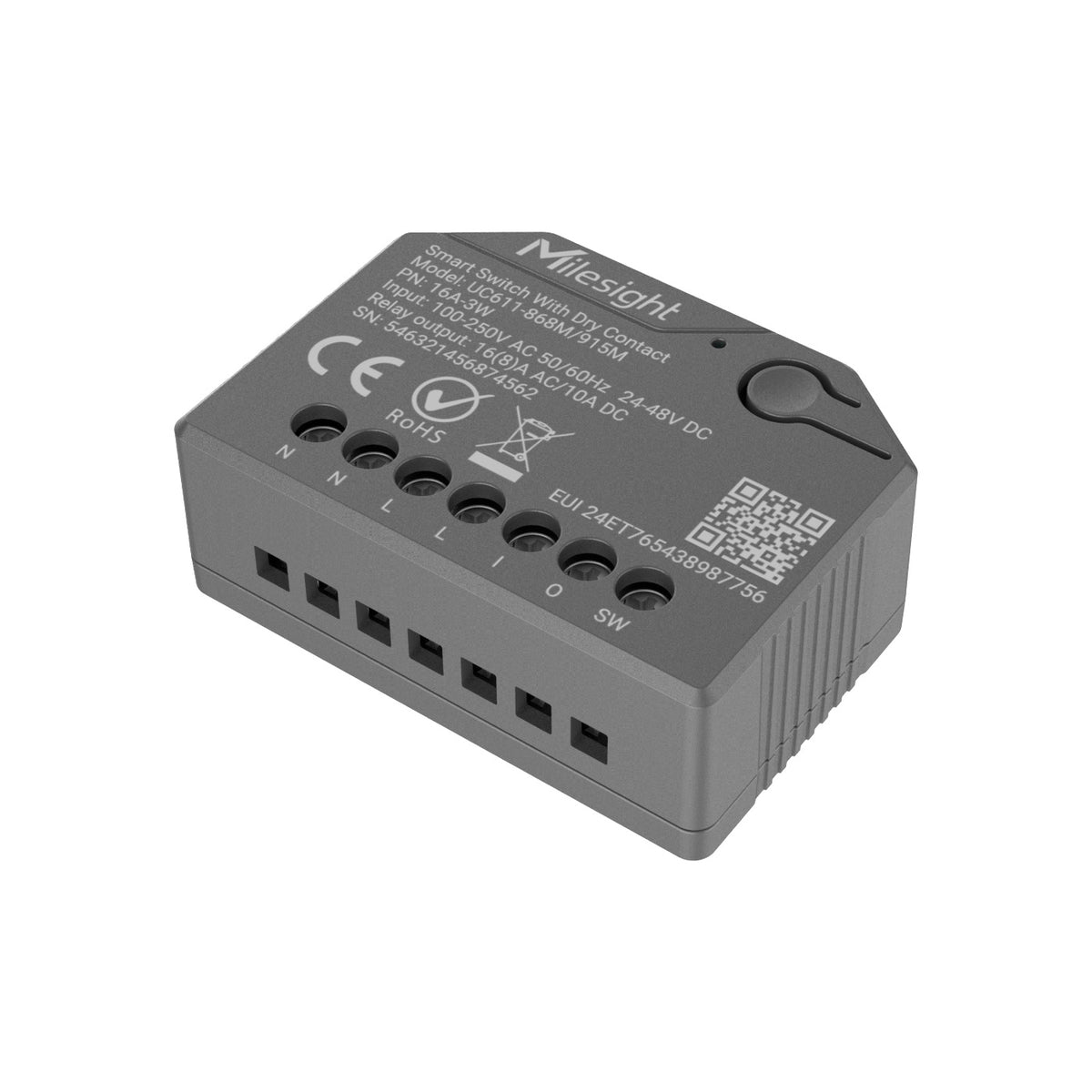 Milesight UC611 — bornier et étiquette constructeur multibande