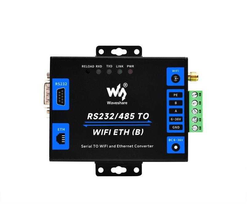 25222 Waveshare industrial gateway RS232/485 to WiFi, ETH, Modbus - RS232/485 TO WIFI ETH