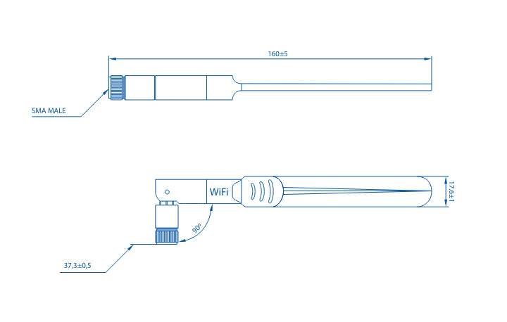 Antenne Double Bande Wi-Fi SMA - Teltonika - PR14RD35