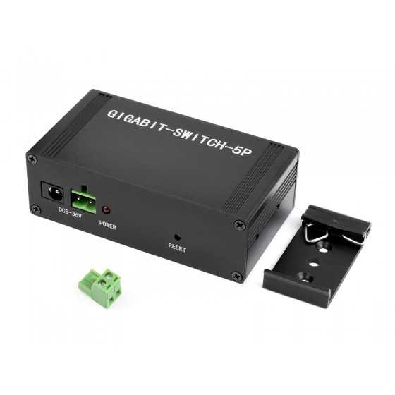 Switch industriel 5 ports Gigabit Rail DIN - Waveshare 22496