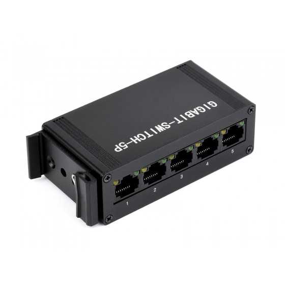 Switch industriel 5 ports Gigabit Rail DIN - Waveshare 22496