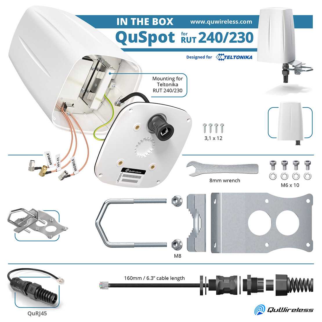 Antenne QuSpot pour Teltonika RUT200 series - A240S visuel 3