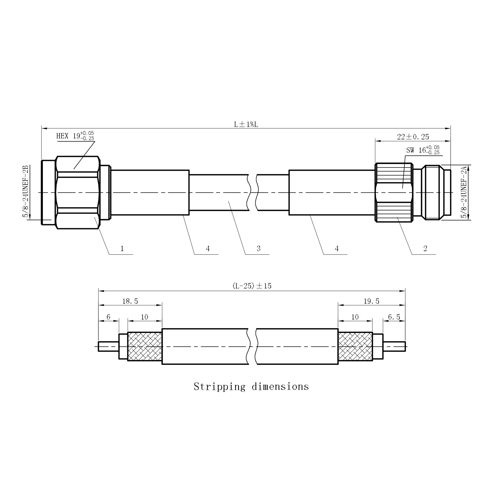 Dimensions câble pulsar 5m