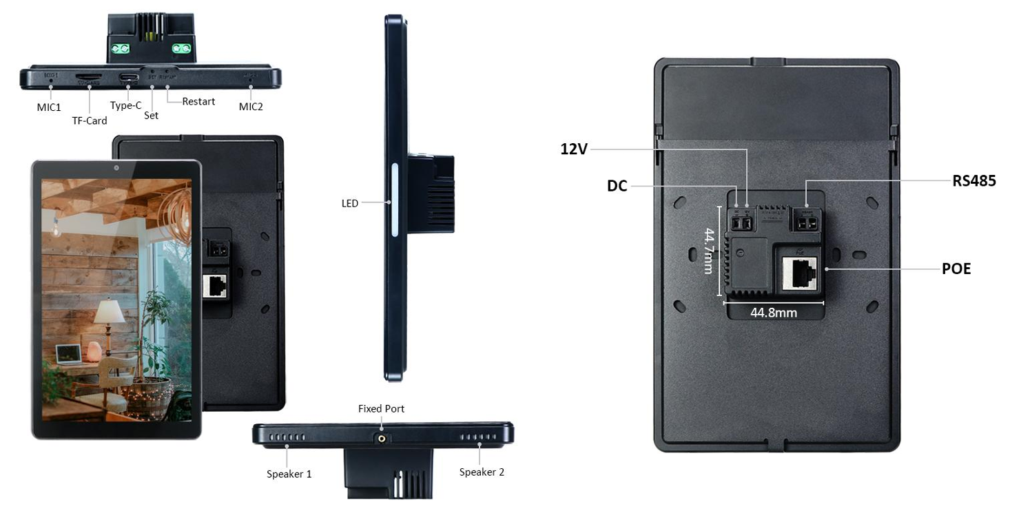 YZ08P - YziPanel 8” - Tablette murale Android PoE CPU RK3576 - EVI
