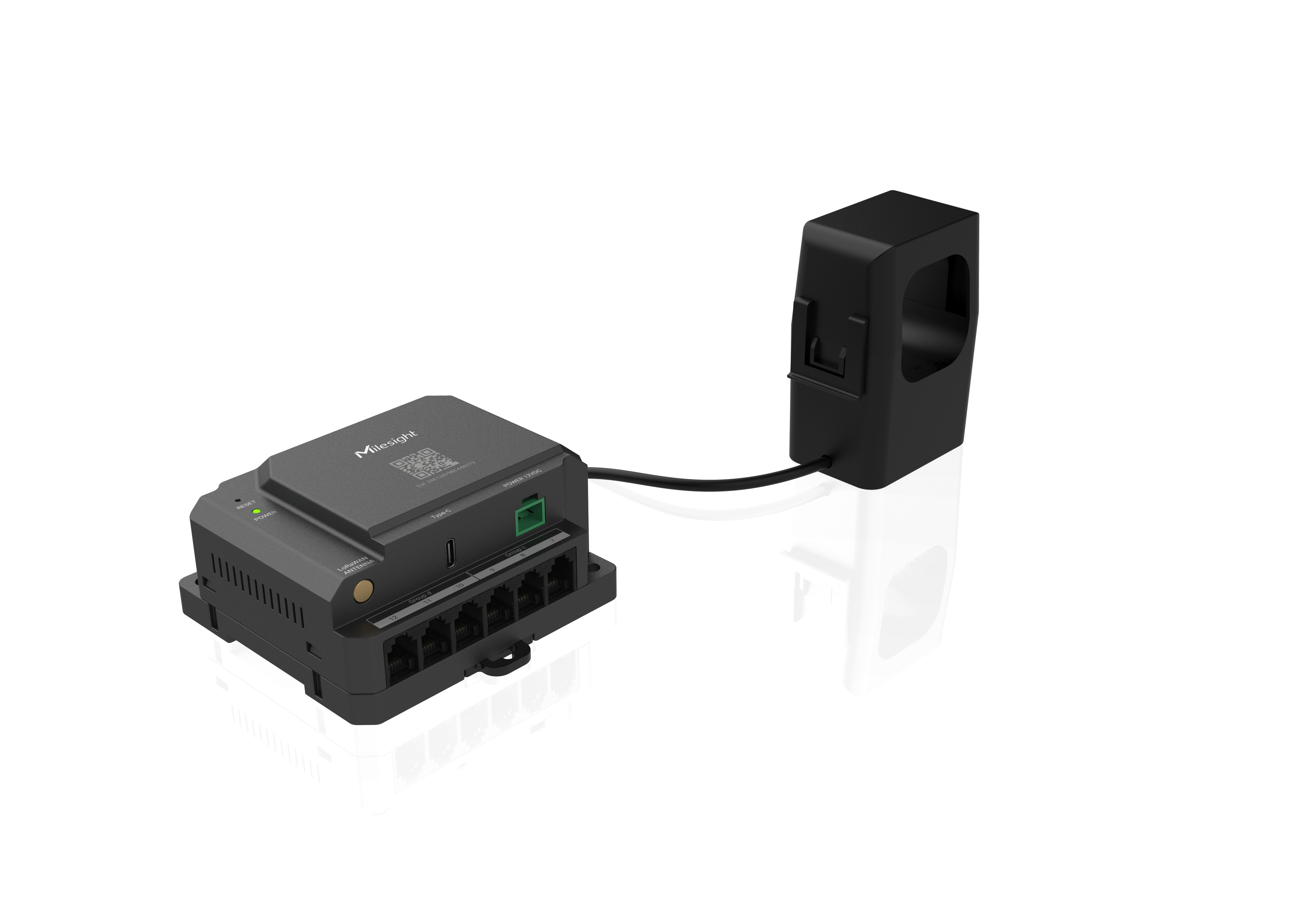 Transformateur de courant RJ11 Milesight compatible CTH01. Plages 500 A pour sous-comptage électrique et supervision énergétique.