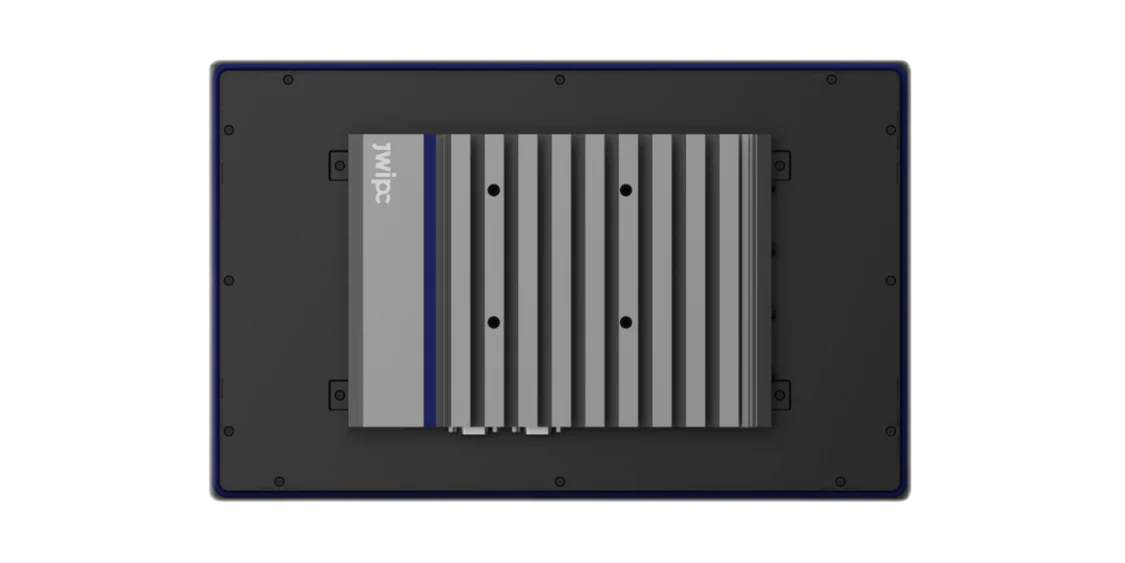 Vue arrière du Panel PC JWIPC IVS-101C5 avec dissipateur thermique fanless