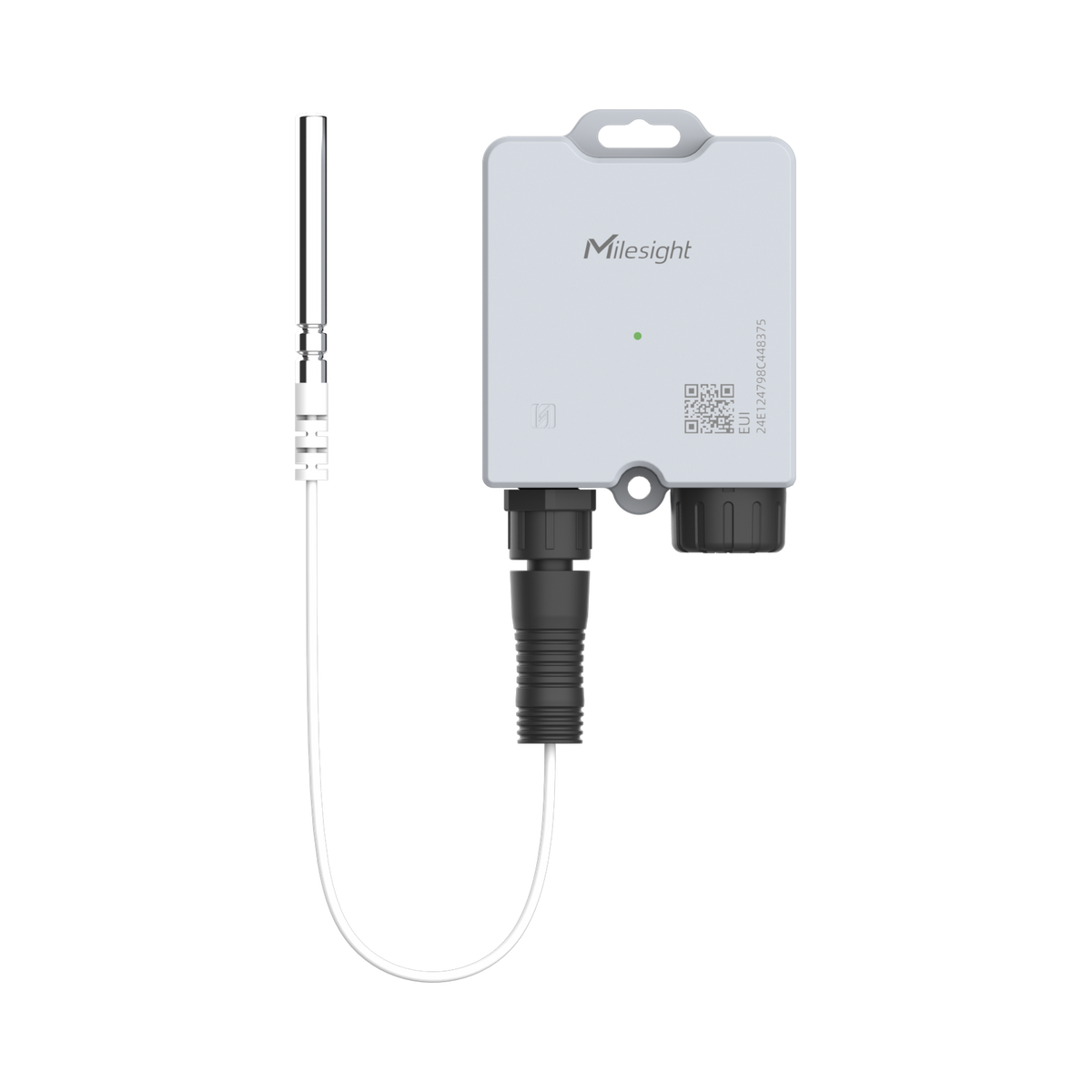 Rendu HD de trois quarts du Milesight TS201-TH avec câble et sonde