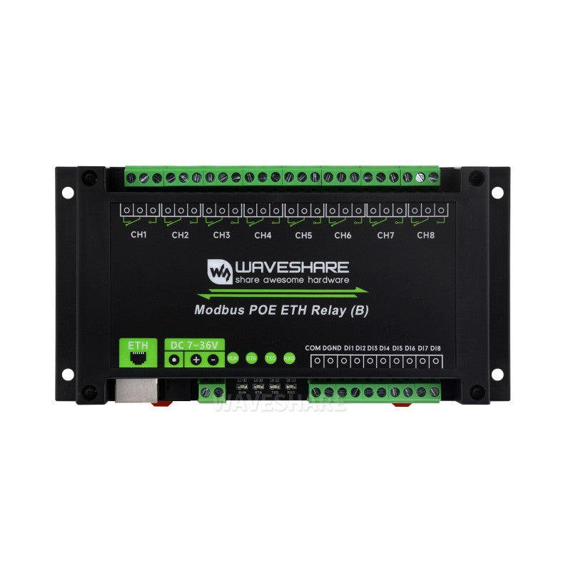 27876 - Relé Modbus Ethernet PoE de 8 canales + entradas - Waveshare