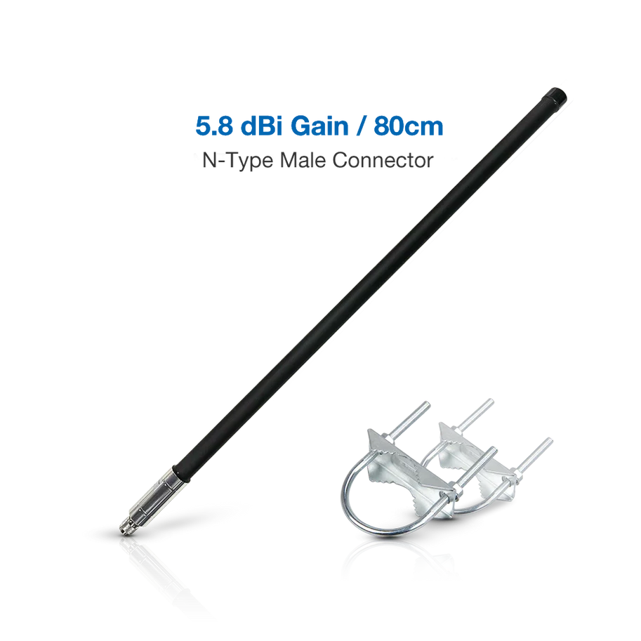 Antenne LoRaWAN noire RAK 915039 de 5,8 dBi avec connecteur Type N mâle et kit de montage