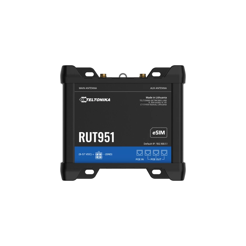 RUT951 PoE+ - Routeur industriel 4G LTE Cat 4 PoE - Teltonika