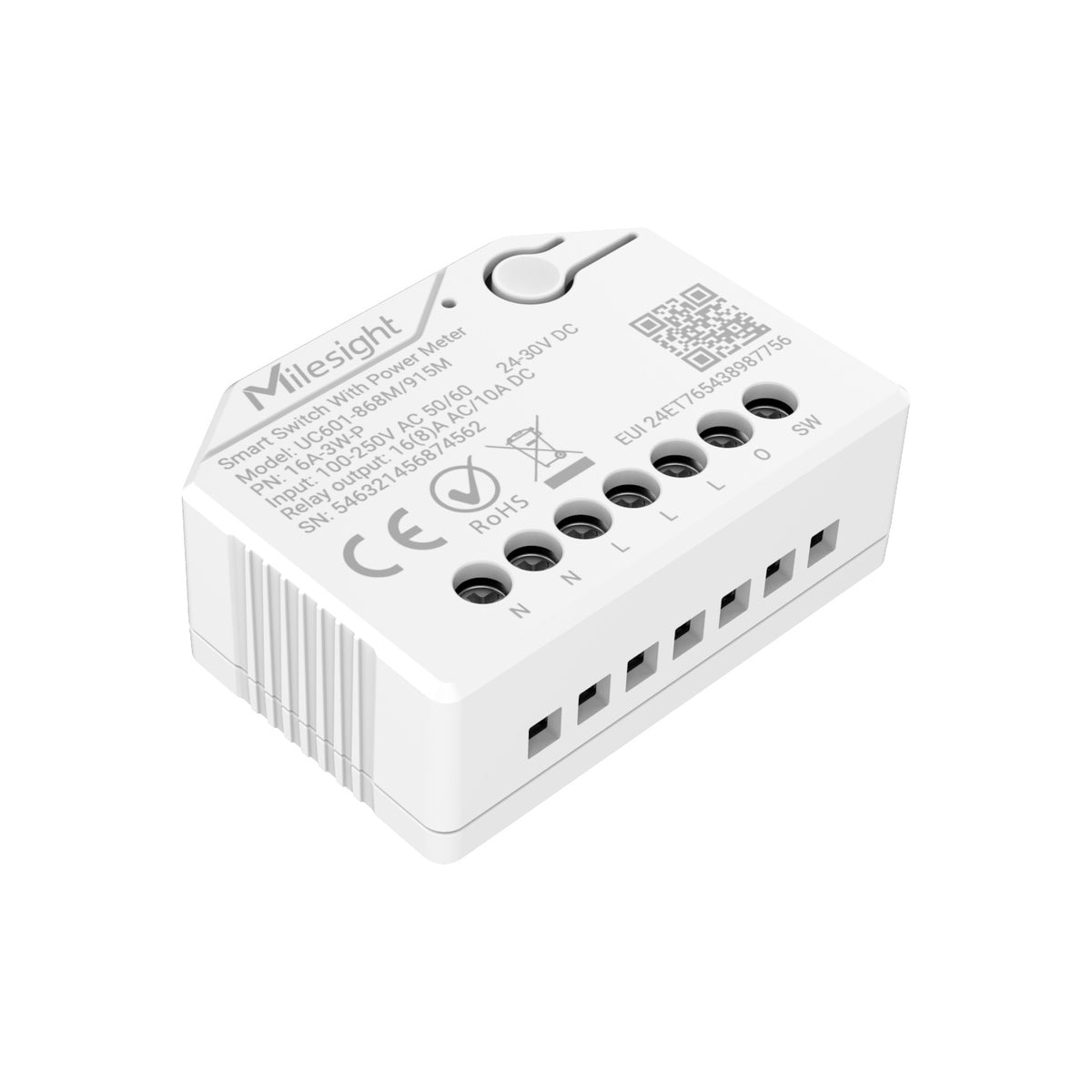 Milesight UC601 — boîtier et bornier, vue de trois quarts