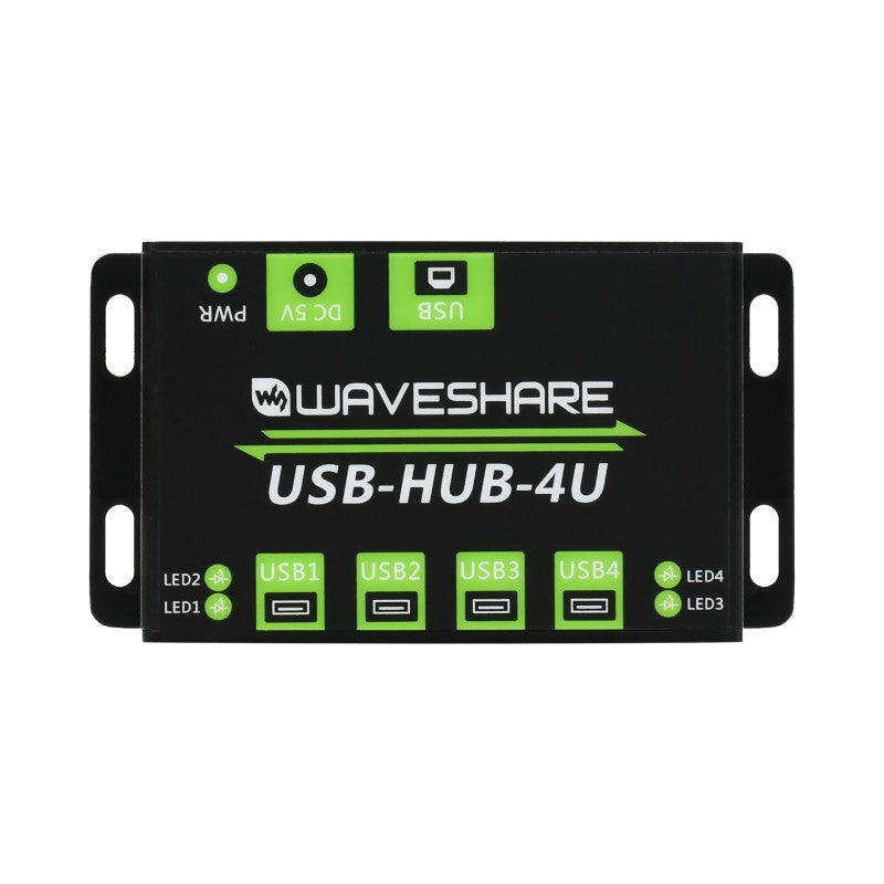 Vue de dessus du Waveshare USB-HUB-4U référence 20861 avec repères des quatre ports