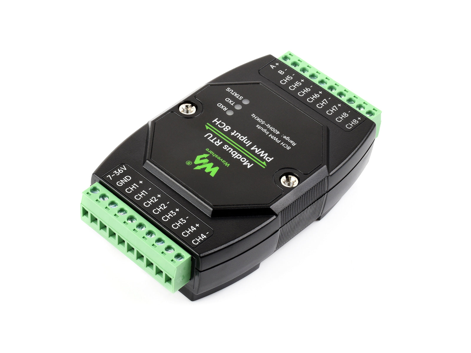 Module Waveshare 33919 à huit entrées PWM en vue trois quarts opposée
