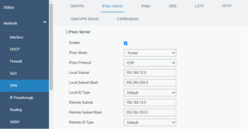 Configuration serveur IPSEC